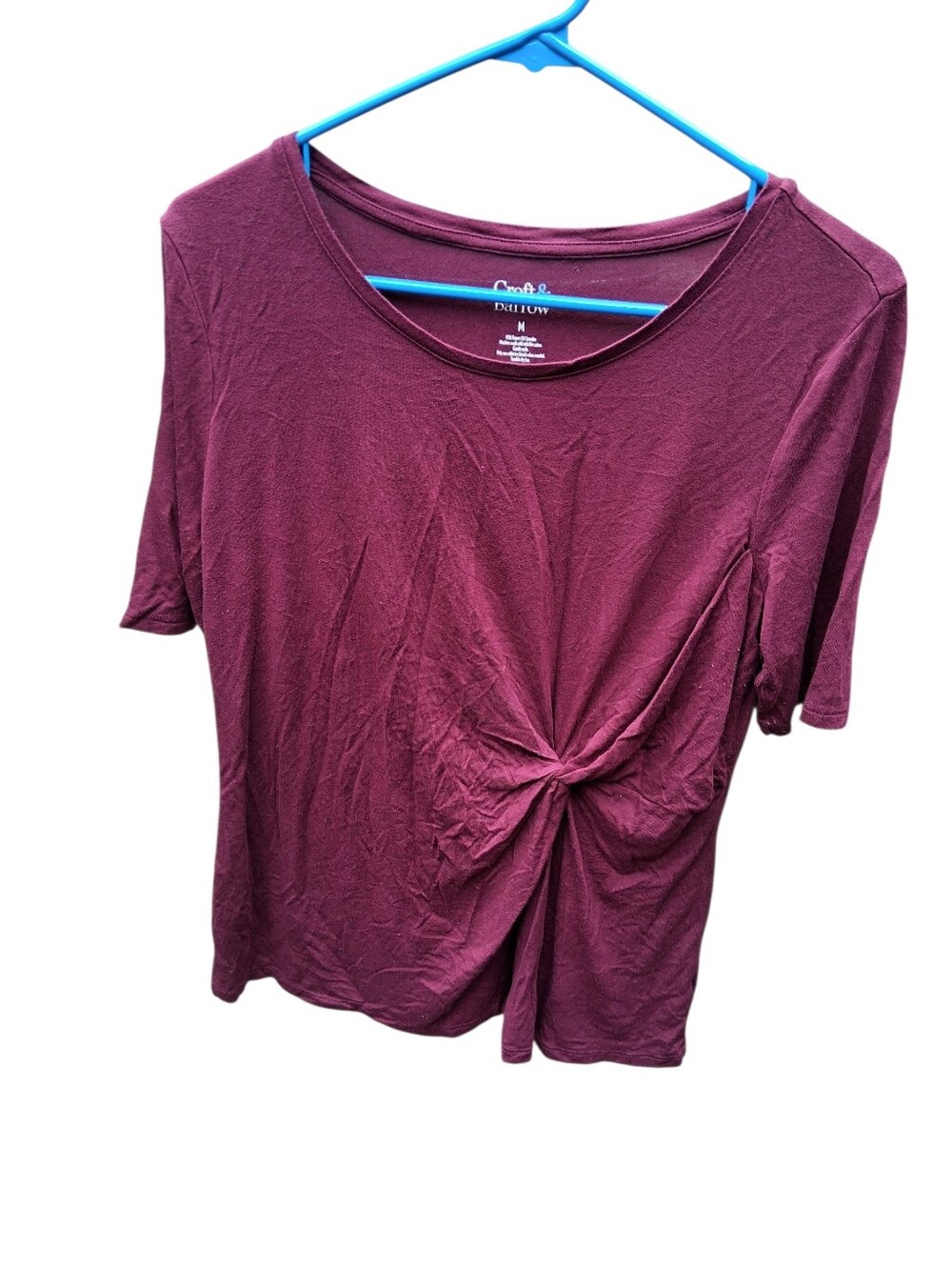 Croft & Barrow Women’s Burgandy Purple Twist-Front Short Sleeve Top Size M